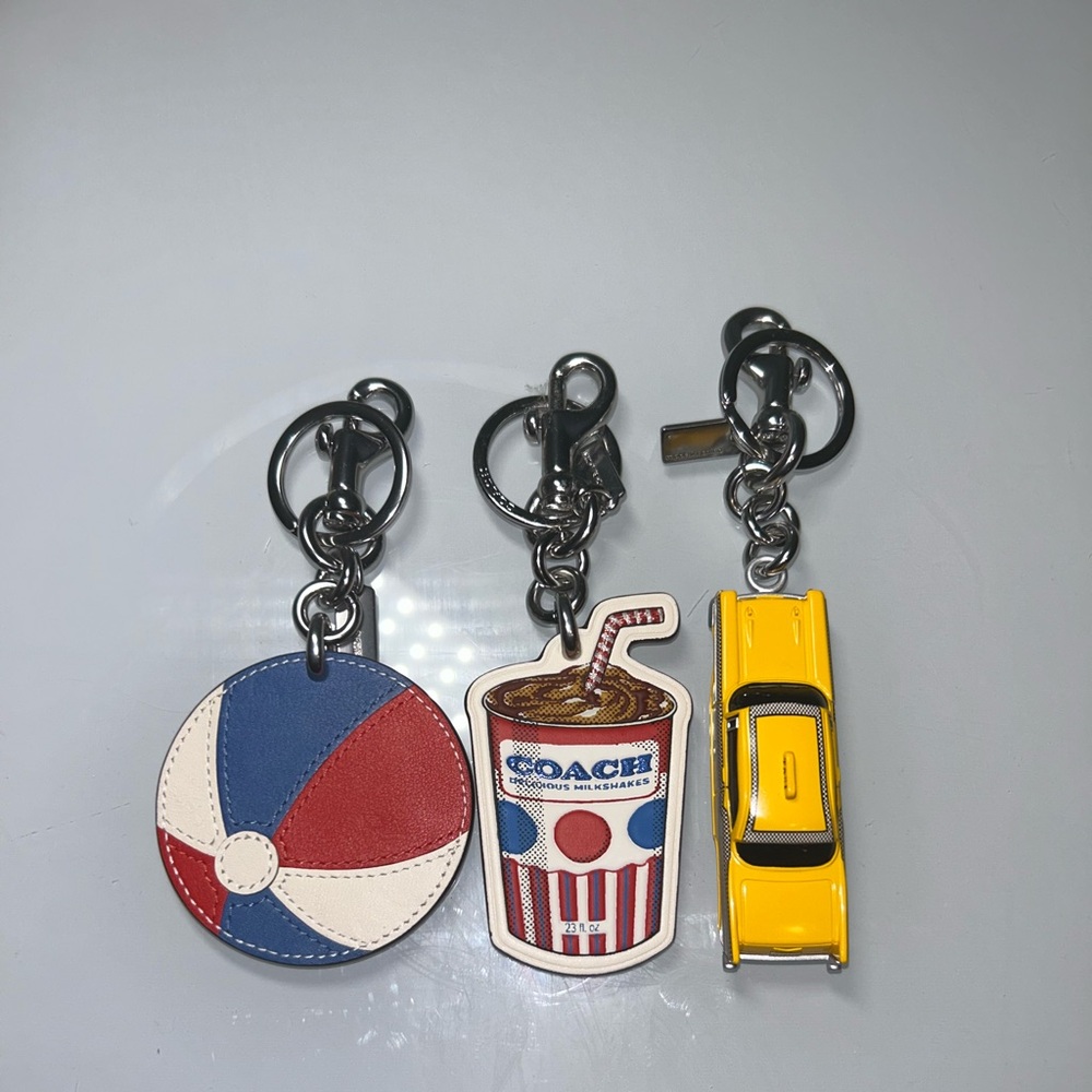 COACH Kids' Charm Keychain Trio in Red, Blue, White & Yellow - Picture 4 of 8
